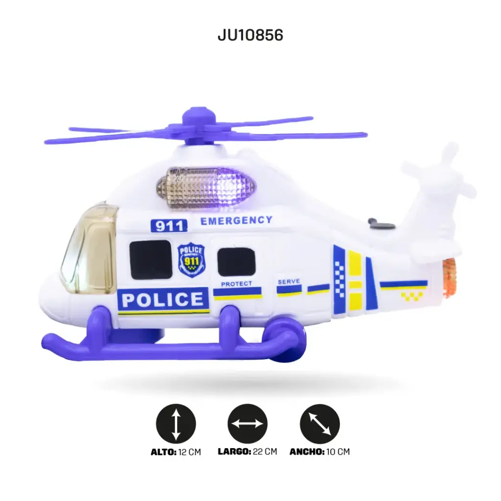 HELICÓPTERO DE EMERGENCIA CON LUCES Y SONIDO [8842]