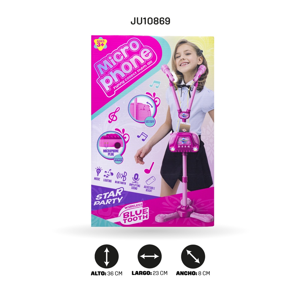 MICRÓFONO DOBLE CON BLUETOOTH Y BASE [5039A]