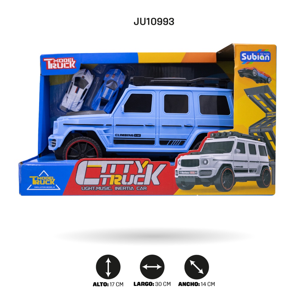 CARRO DE INERCIA  CON RAMPA  + DOS  VEHICULOS  (BLUE) [S977-121]