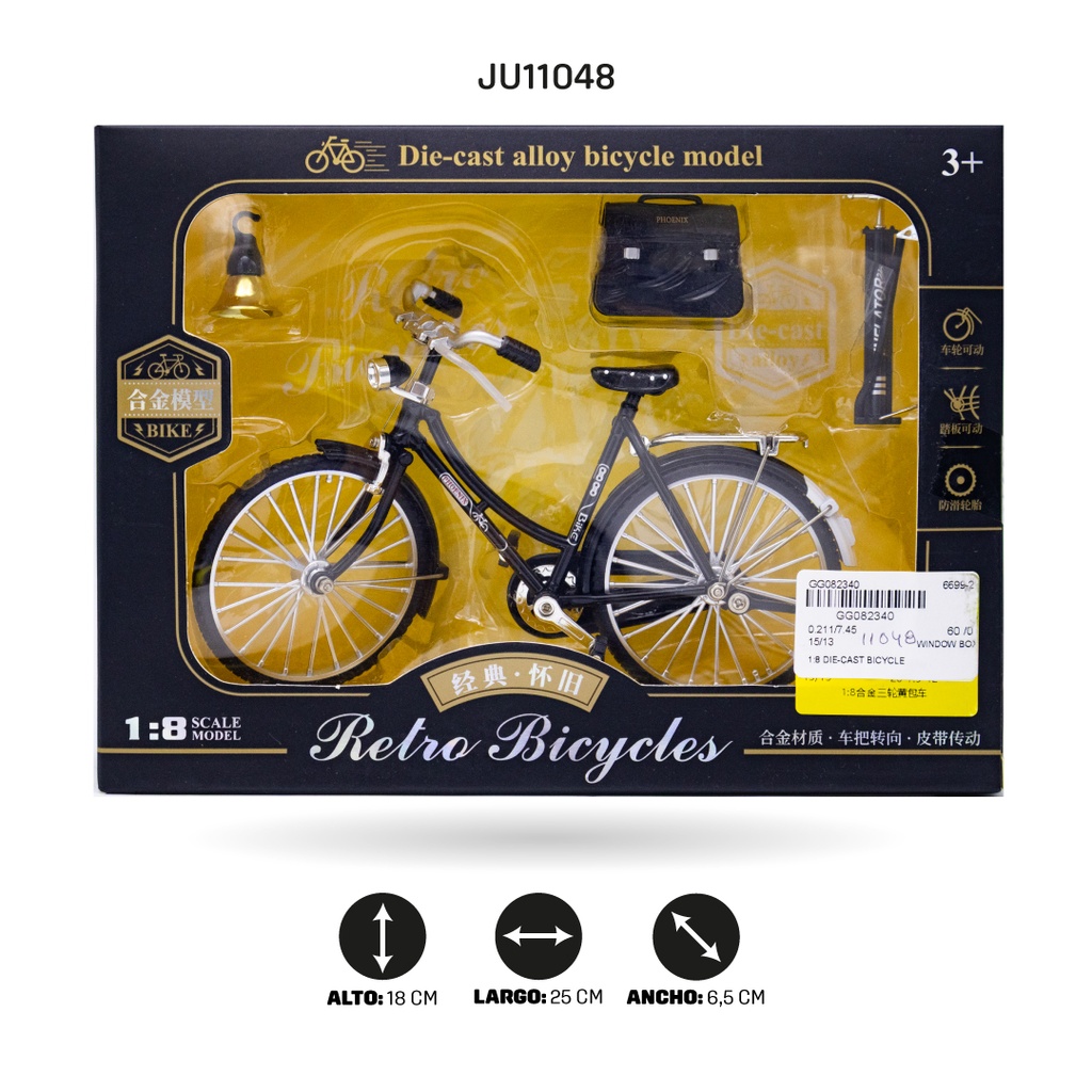 BICICLETA RETRO CON ACCESORIOS ESC. 1:8 