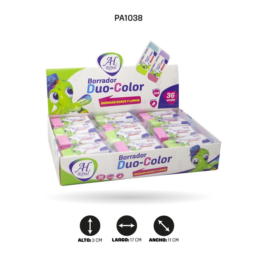 BORRADOR AH ROYAL PASTEL DUO COLOR DISPLAY X 36 UND[PAC4805]