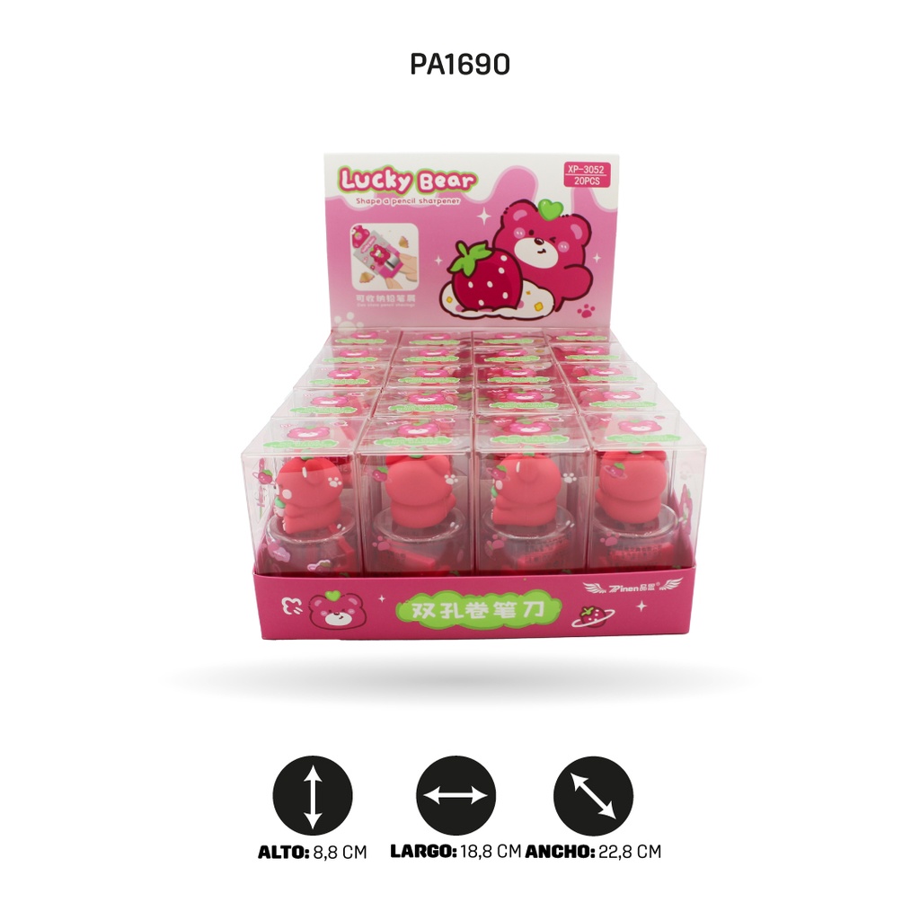 SACAPUNTAS DOBLE OSO ROSA NIÑA DISPLAY X  20 UND LUCKY XP-3080/3052/3051/3054/3083 [PAC4806]