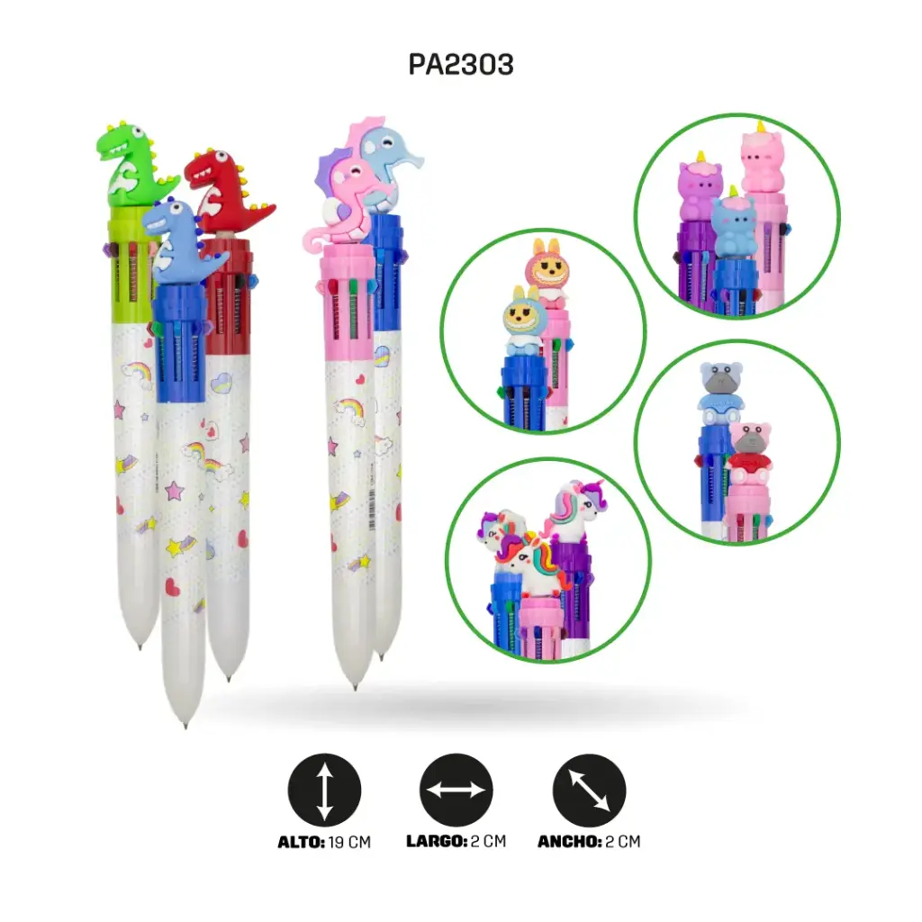 BOLIGRAFO MINA 8 COLORES 6 MOTIVOS DISPLAY X 36 QM-918[PAC4571]
