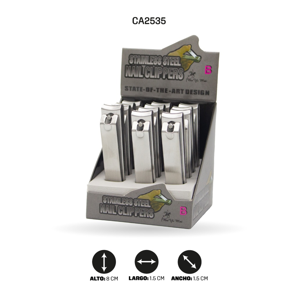 CORTA UÑAS GRANDE EN ACERO B12 [PAC4466] DISPLAY X 12