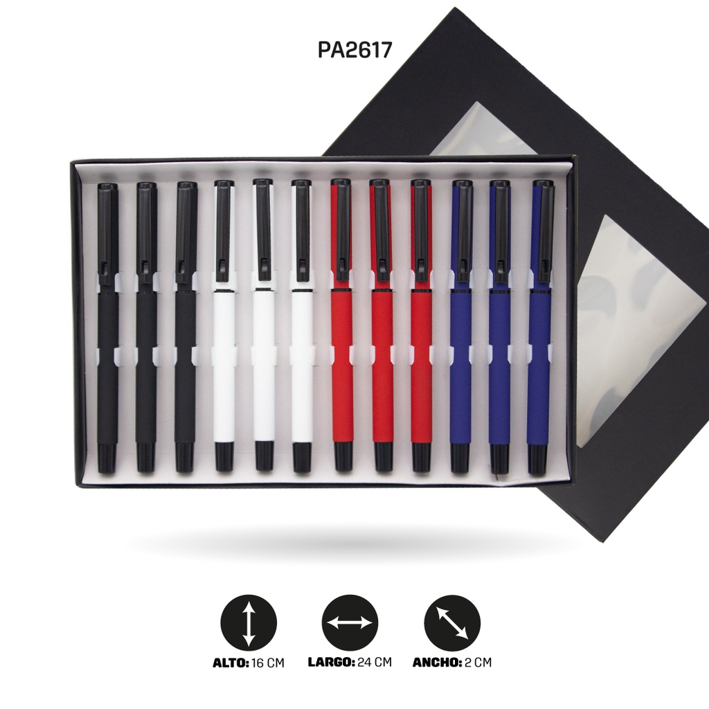 BOLIGRAFO 201 MATE 4 COLORES METALICO CON DETALLES NEGRO   [PAC5234] DISPLAY X 12