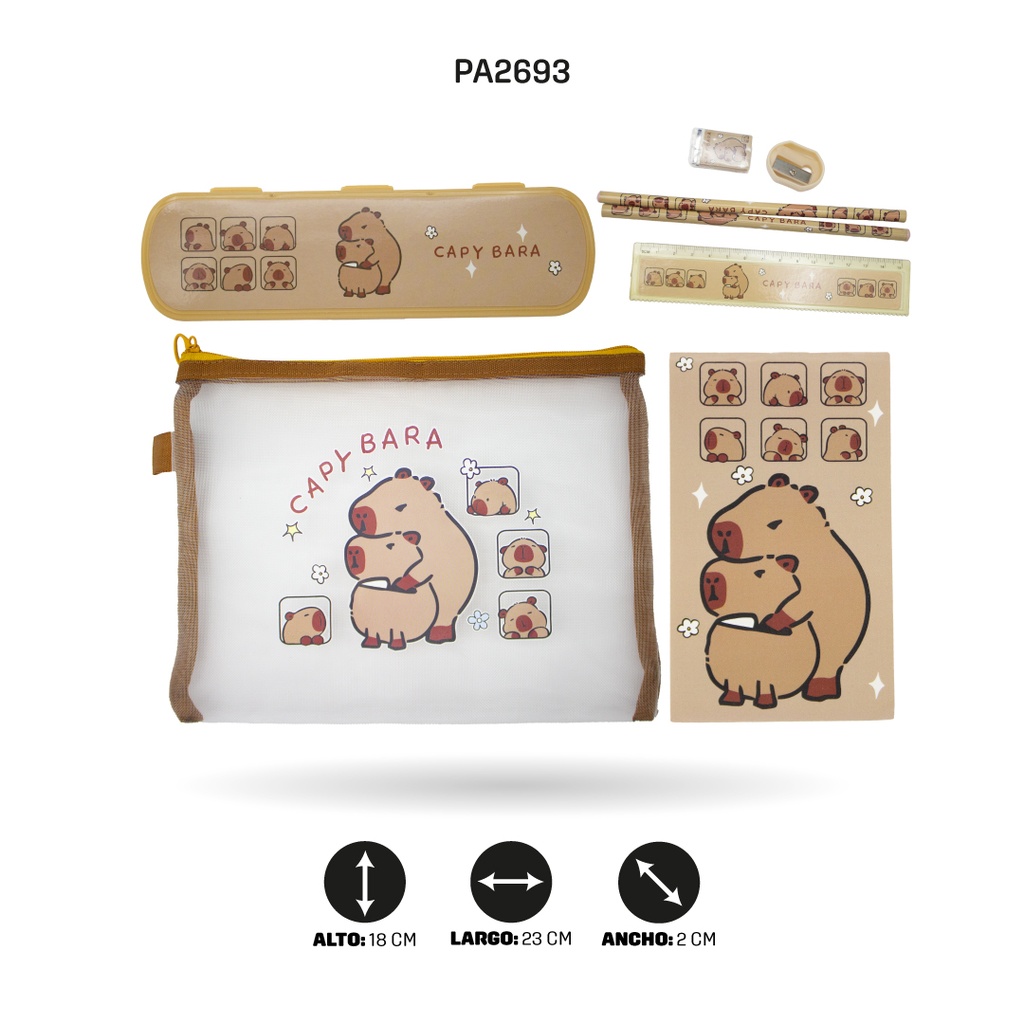 CARTUCHERA Y JUEGO DE ESTUCHE CAPYBARA 3388 [PAC5797]