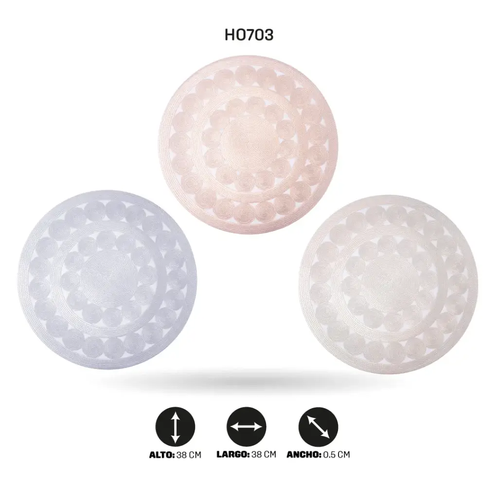 INDIVIDUAL REDONDO TRENZADO CIRCULAR 38CM (DISPLAY X12) [PAC6597]