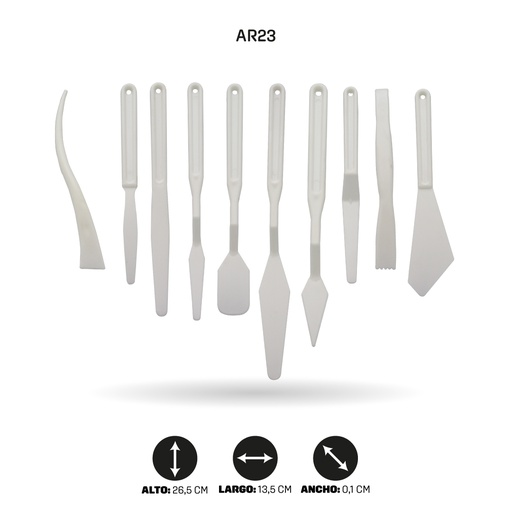 [AR23] ESPATULA PLASTICA JUEGO X 10 SURTIDA