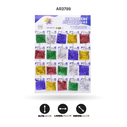 [AR3799] LENTEJUELAS AH ROYAL ESTRELLA SET X 20 unds - 5 COLORES [PAC70253-3799]