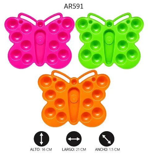 [AR591] PALETA NACIONAL PLASTICA DE COLORES FIGURA MARIPOSA [] 