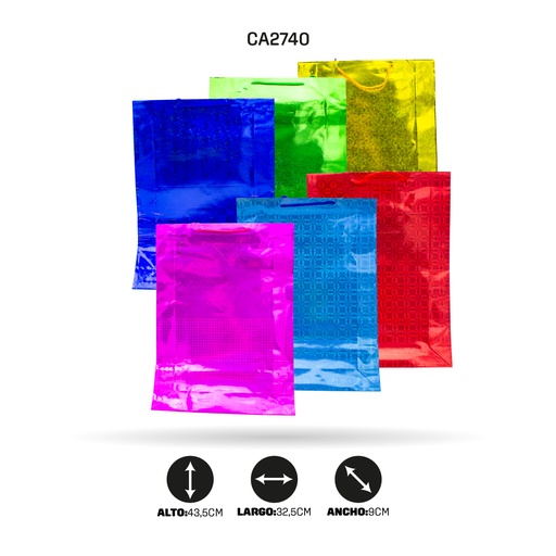 [CA2740] BOLSA DE REGALO HOLOGRAMADA NO.6 GRUESA 32X44X9.5 [PAC70497-2740]
