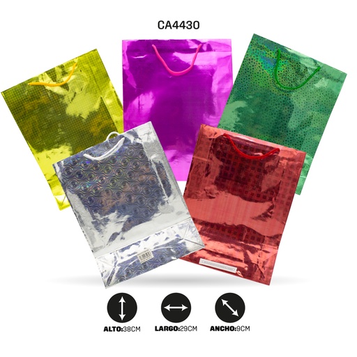 BOLSA DE REGALO HOLOGRAMADA NO.5 GRUESA (37.5cm x 29.5cm x 9cm) [PAC70496-4430]