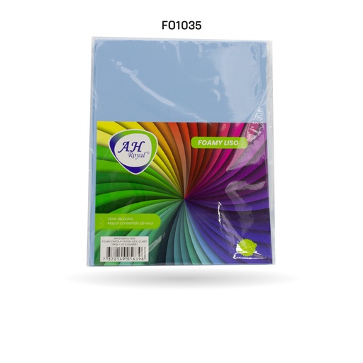 [FO1035] FOAMY CARTA AH ROYAL AZUL CLARO  X 10 UNDS [AH10100415-PAC0018-1035]