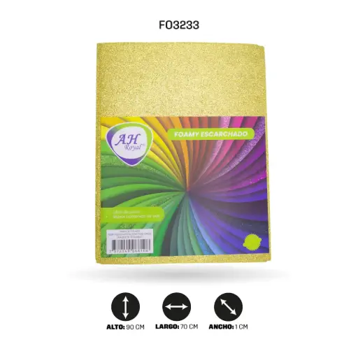[FO3233] FOAMY PLIEGO AH ROYAL ESCARCHADO DORADO X 10 UNDS [AH51101016-3233-AH51101016]