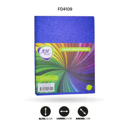[FO4109] FOAMY CARTA AH ROYAL ESCARCHADO AZUL X 10 UNDS [AH11100215]