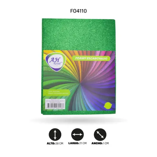 [FO4110] FOAMY CARTA AH ROYAL ESCARCHADO VERDE PASTO X 10 UNDS [AH11101515-4110-AH11101515]