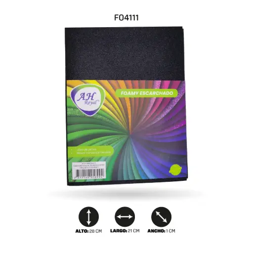 [FO4111] FOAMY CARTA AH ROYAL ESCARCHADO NEGRO X 10 UNDS [AH11100915-4111-AH11100915]