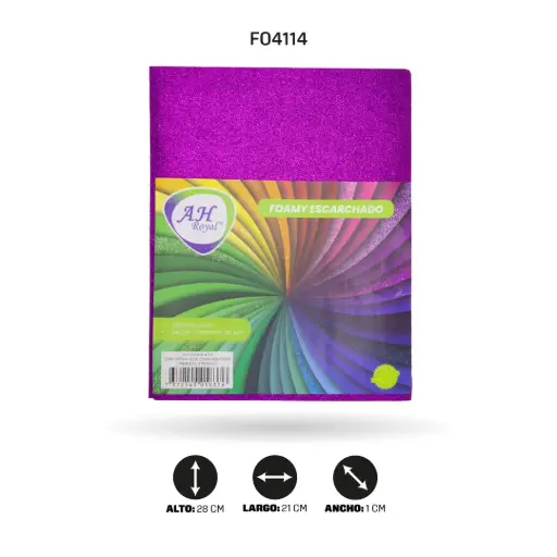 [FO4114] FOAMY CARTA AH ROYAL ESCARCHADO FUCSIA X 10 UNDS [AH11100615-4114-AH11100615]