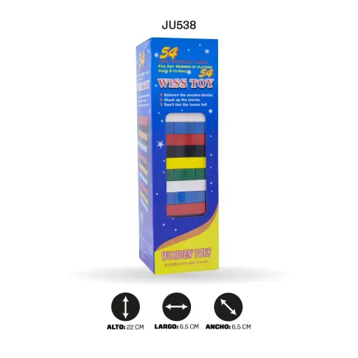 [JU538] JUEGO DIDACTICO JENGA DE MADERA  COLORES VARIOS [PAC2299]
