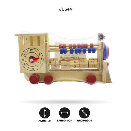 JUEGO DIDACTICO ABACO  EN MADERA CON RELOJ FIGURA TREN [PAC2293]