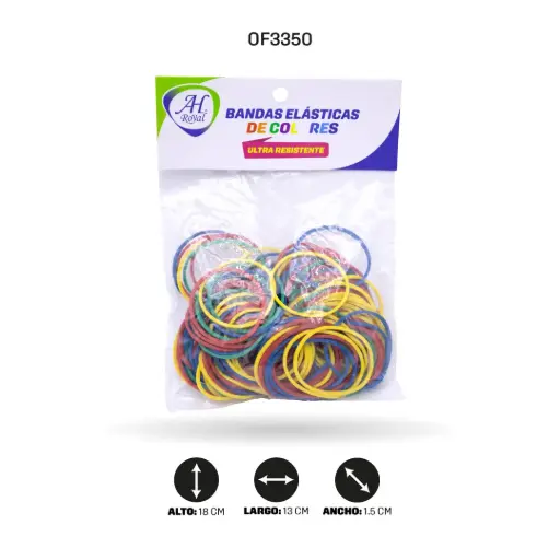 BANDAS DE CAUCHO AH ROYAL COLORES BOLSA [PAC50136-3550]
