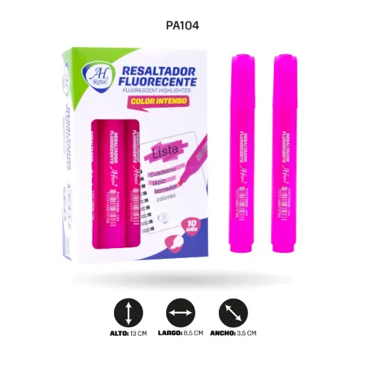 [PA104] RESALTADOR AHROYAL FUCSIA FLUORESCENTE [PAC70636-104] DISPLAY X 10