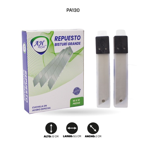 [PA130] REPUESTO GRANDE DE BISTURI AH ROYAL CAJA X 1O [PAC3239-130][PAC40055]