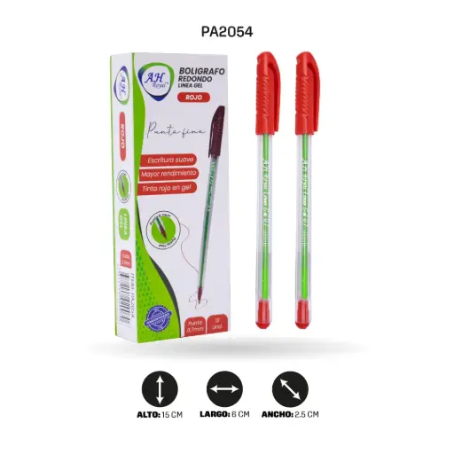 [PA2054] BOLIGRAFO AH ROYAL LINEA GEL 0.7 REDONDO ROJO [ROJO70631-2054]