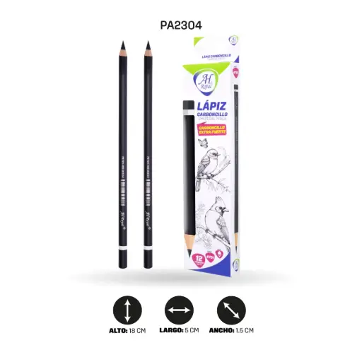 [PA2304] LAPIZ AH ROYAL CARBONCILLO DISPLEY X 12 UND [PAC30070-2304]