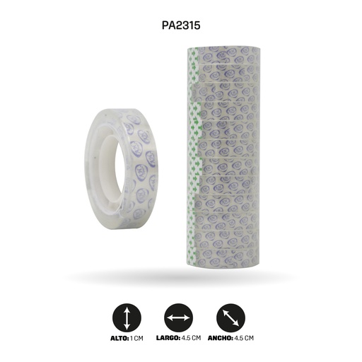[PA2315] CINTA AH ROYAL TRANSPARENTE ESCOLAR 12 mm x 20 yd (SET X12 UND) [PAC20127-PAC4769-1372]