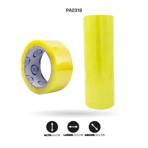 [PA2318] CINTA AMARILLA-TRANSPARENTE ANCHA 45 mm x 45 mic x 72 mts [PAC3667-2318][PAC3660]