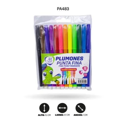 [PA483] PLUMÓN AH ROYAL GRUESO EN BLISTER X12 COLORES [PAC10200-483]