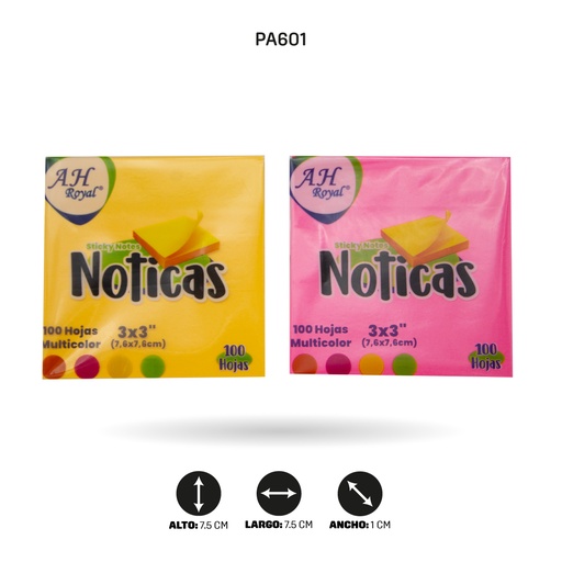 [PA601] NOTAS AH ROYAL NEON UNICOLOR x 100 HOJAS DISPLAY x 12 und [PAC90508-PAC70564-601]