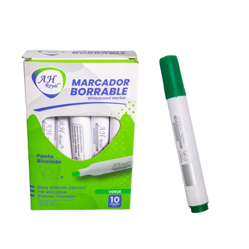 [PA800] MARCADOR AH ROYAL BORRABLE BISELADO VERDE [PAC70585-800] DISPLAY X 10
