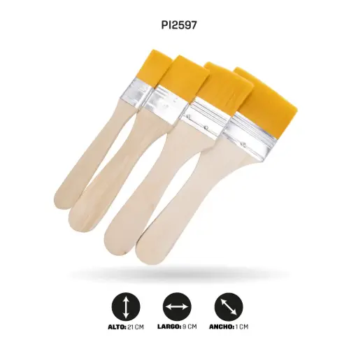 [PI2597] BROCHAS UNIDADES 2 4 6 8 CERDA CINTETICA AMARILLA X4 [PAC2221-2597]