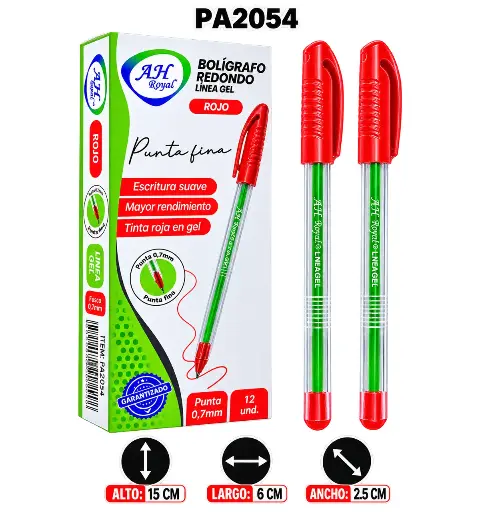 [PA2054U] BOLIGRAFO AH ROYAL LINEA GEL 0.7 REDONDO ROJO [ROJO70631-2054]