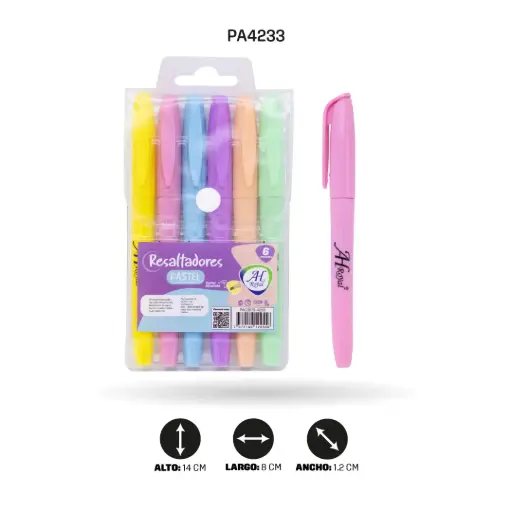 [PA4233] RESALTADOR AH ROYAL PASTEL SET X 6 UNDS (PAC3579) [PAC3579]