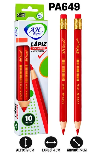 [PA649U] LAPIZ AH ROYAL ROJO DE CHEQUEO  X UND (PAC2507)