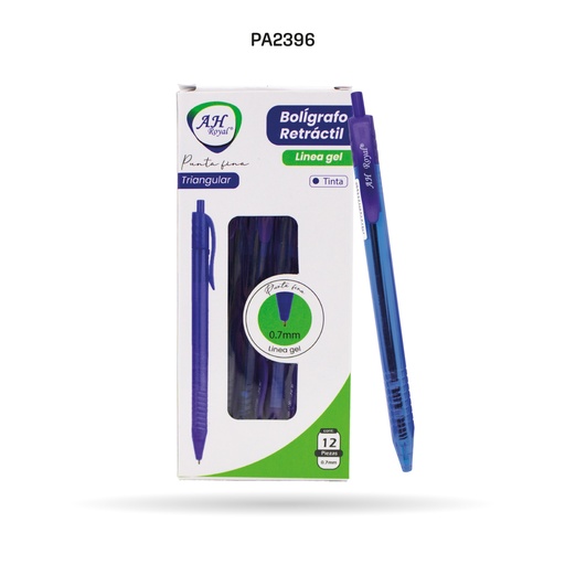 BOLIGRAFO AH ROYAL TRIANGULAR RETRACTIL  07MM AZUL X 12 UND