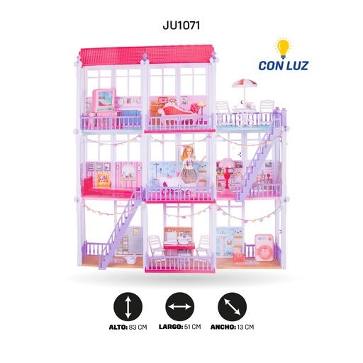 [JU1071] CASA DE MUÑECAS ARMABLE PREMIUM CON LUZ [915]