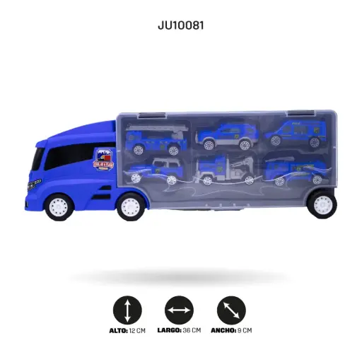 [JU10081] CAMIÓN CONTENEDOR DE POLICIA CON 6 VEHICULOS  [6699-4A]