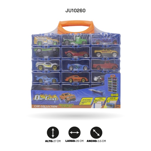 [JU10260] MALETA CON CARROS DE COLECCIÓN X 18 UNDS  (1:64) [324-355]