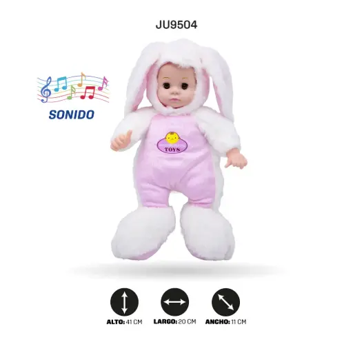 [JU9504] BEBÉ CON DISFRAZ DE CONEJO CON SONIDO [2380B]