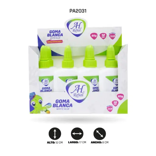 [PA2031] GOMA BLANCA AH ROYAL DE 60 GRAMOS DISPLEY X 12 UND [PAC2031]