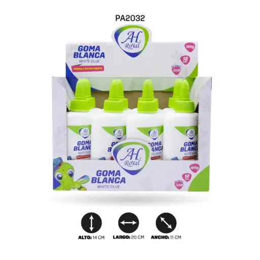 [PA2032] GOMA BLANCA AH ROYAL DE 120 GRAMOS DISPLEY X 12 UND [PAC2032]