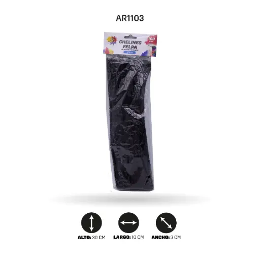 [AR1103] CHELINES DE FELPA AH ROYAL BOLSA X 100 UND - NEGRO [PAC3614]