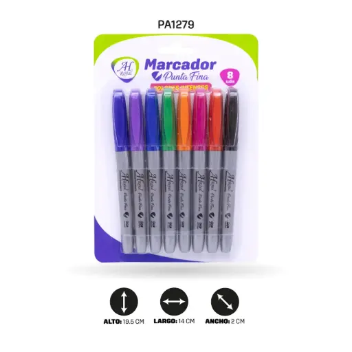 [PA1279] MARCADOR PUNTA FINA AH ROYAL SET X8 UND [PAC3580]