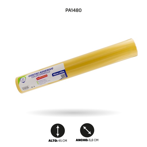 [PA1480] PAPEL CONTAC AHROYAL AMARILLO DE 20 mts x 45cms [PAC3704-1480]
