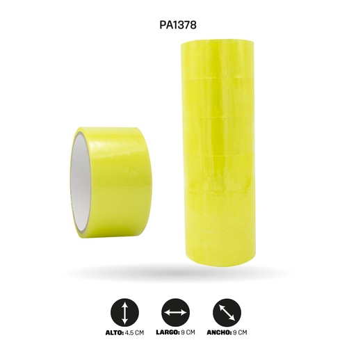 [PA1378] CINTA TRANSPARENTE AMARILLA 45mm x 38 mc x 34 mts [PAC4772] DISPLAY X 6