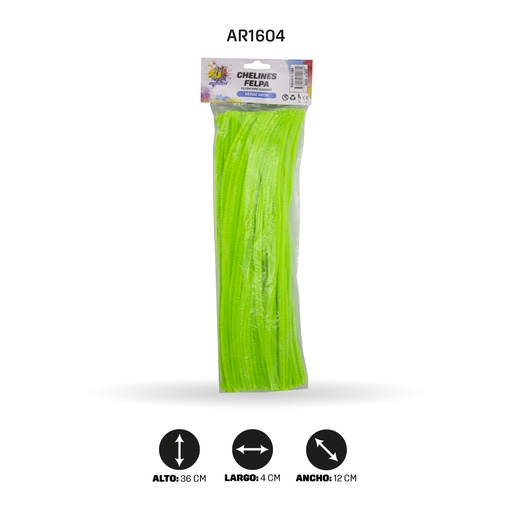 [AR1604] CHELIN DE FELPA BOLSA X 100 - VERDE NEON A034 [PAC4318]